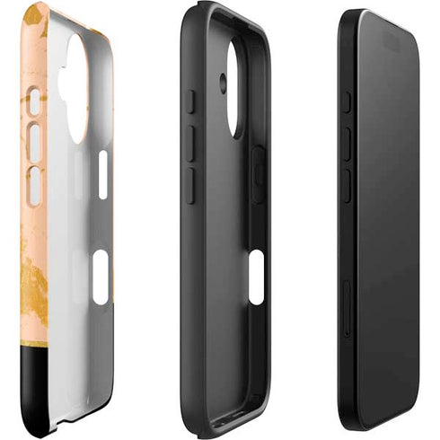 Pink Gold and Black Marble iPhone 16 Plus Impact Case